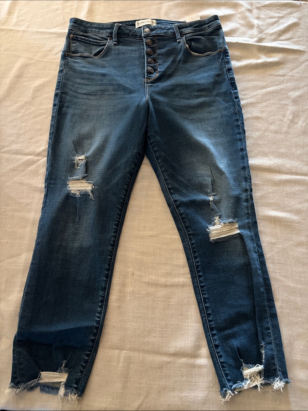 0043-Abercrombie & Fitch High Rise Button-Fly Blue Jeans